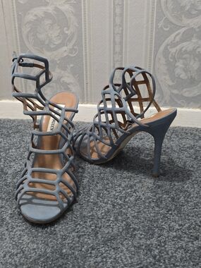 Steve Madden Dusty Blue Strappy Cage Heels